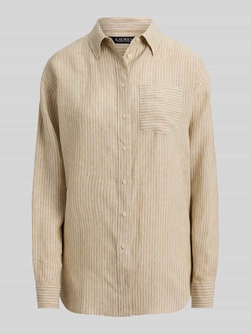 relaxed fit blouse met lange mouwen van puur linnen