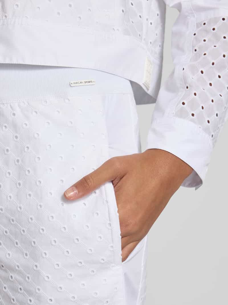 Marc Cain Wide leg stoffen broek met broderie anglaise