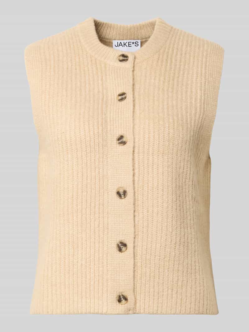 Jake*s Casual Mouwloos vest met wol en knoopsluiting
