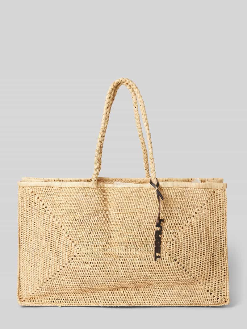 Torba shopper z detalem z logo model ‘Raphia’