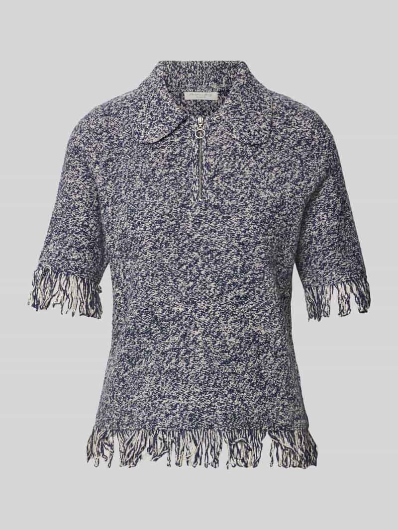 Gebreid shirt met ritssluiting en franjes