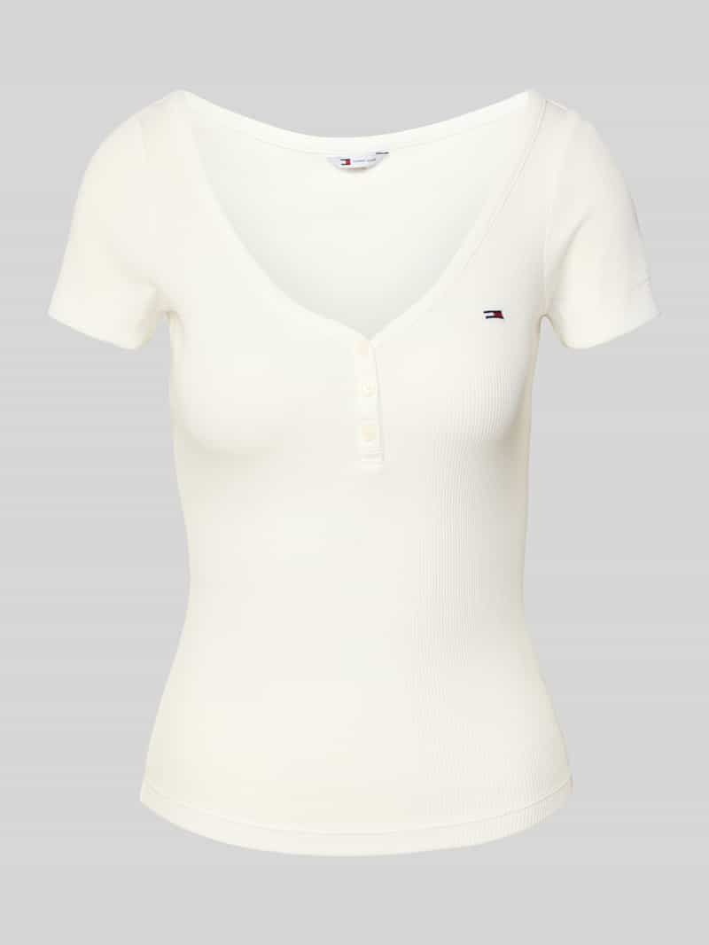 TOMMY JEANS Shirt met korte mouwen TJW SLIM HENLEY WAFFLE SS