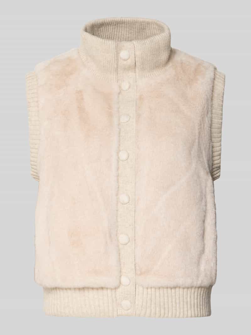 SUNCOO PARIS Mouwloos vest met imitatiebont en opstaande kraag model 'DOODLE'