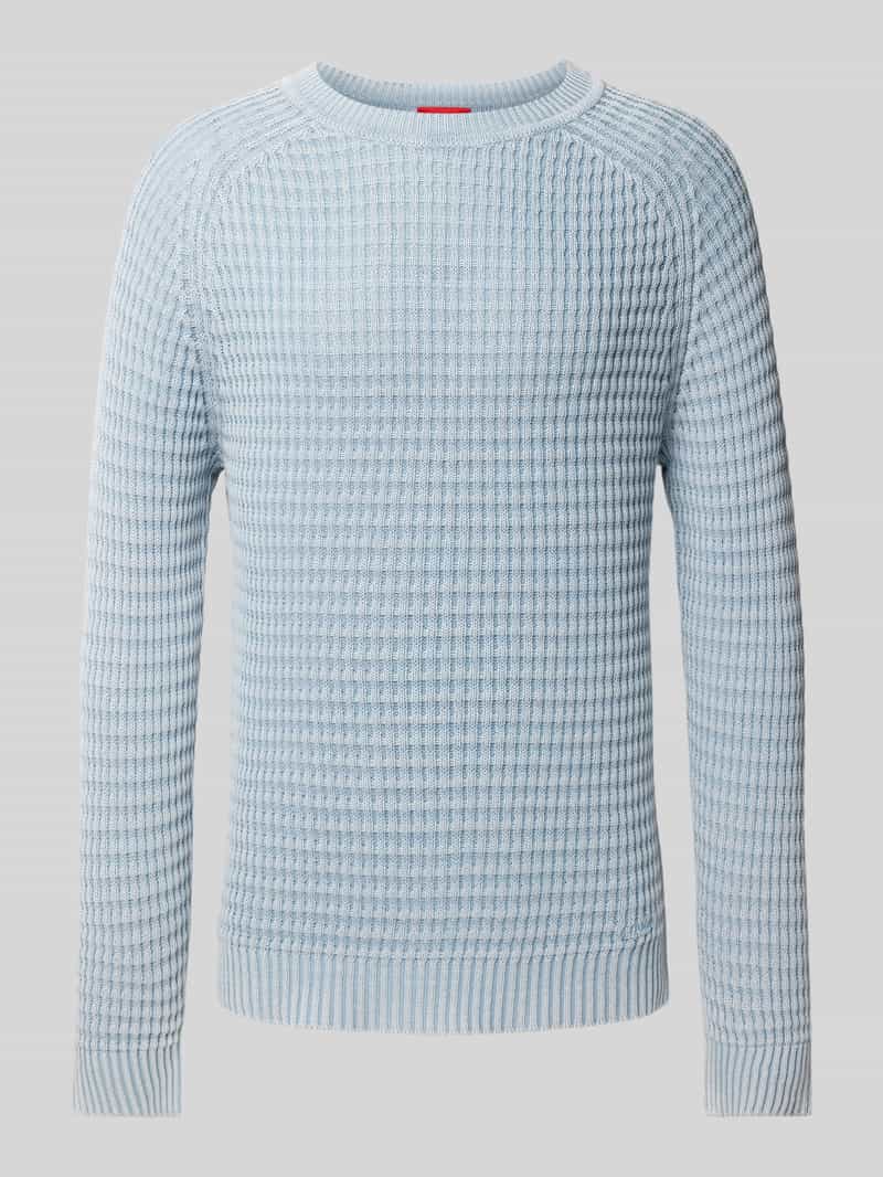 HUGO Slim fit gebreide pullover van een mix van linnen en katoen model 'Sardello'