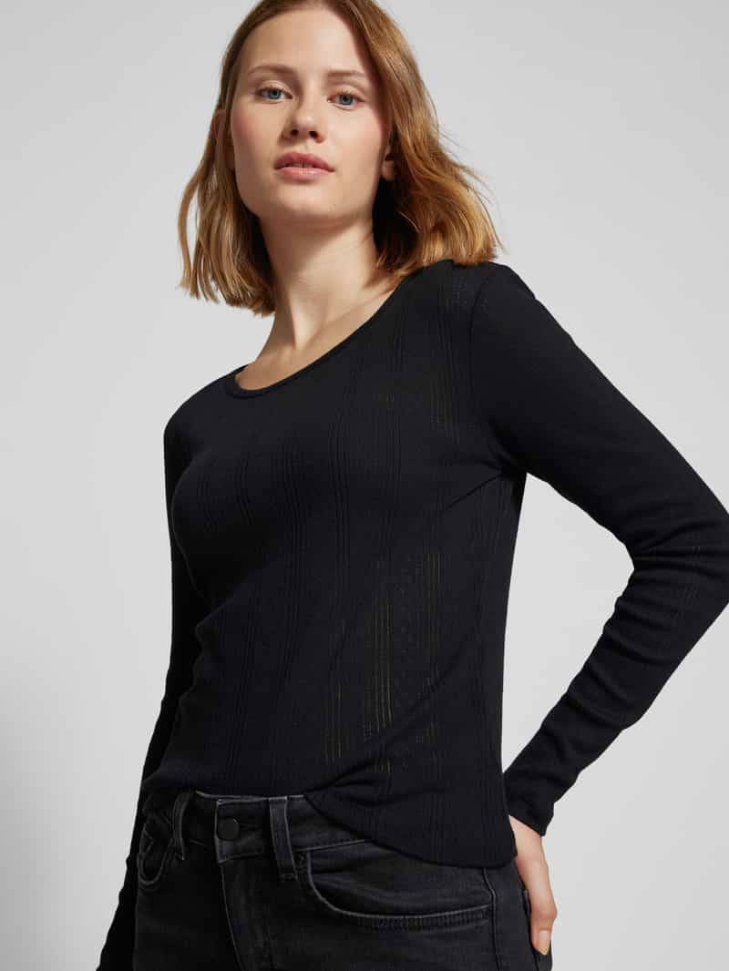 Vero Moda Slim fit shirt met lange mouwen en fijn ajourpatroon