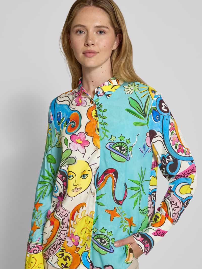 Emily Van den Bergh Blouse van viscose met kentkraag en sportmanchetten
