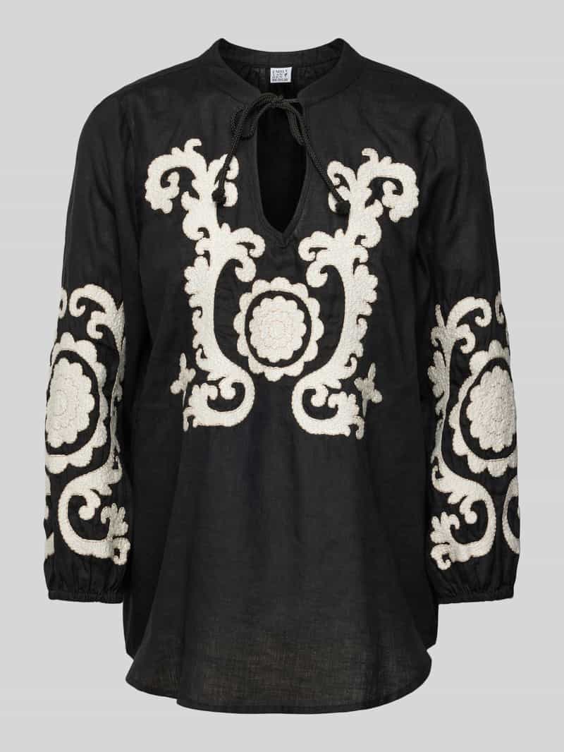 Emily Van den Bergh Blouse van linnen met tuniekkraag