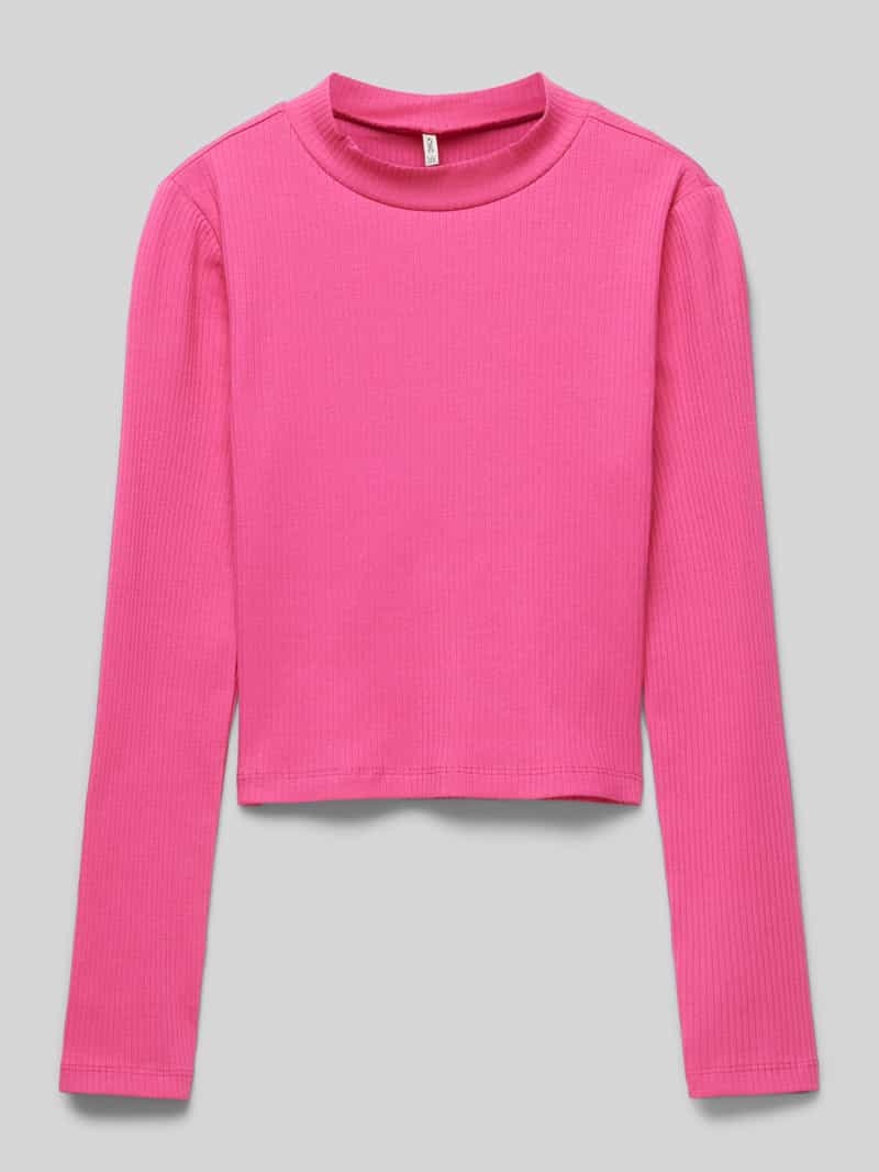 Only Shirt met lange mouwen en geribde ronde hals model 'LINEA'