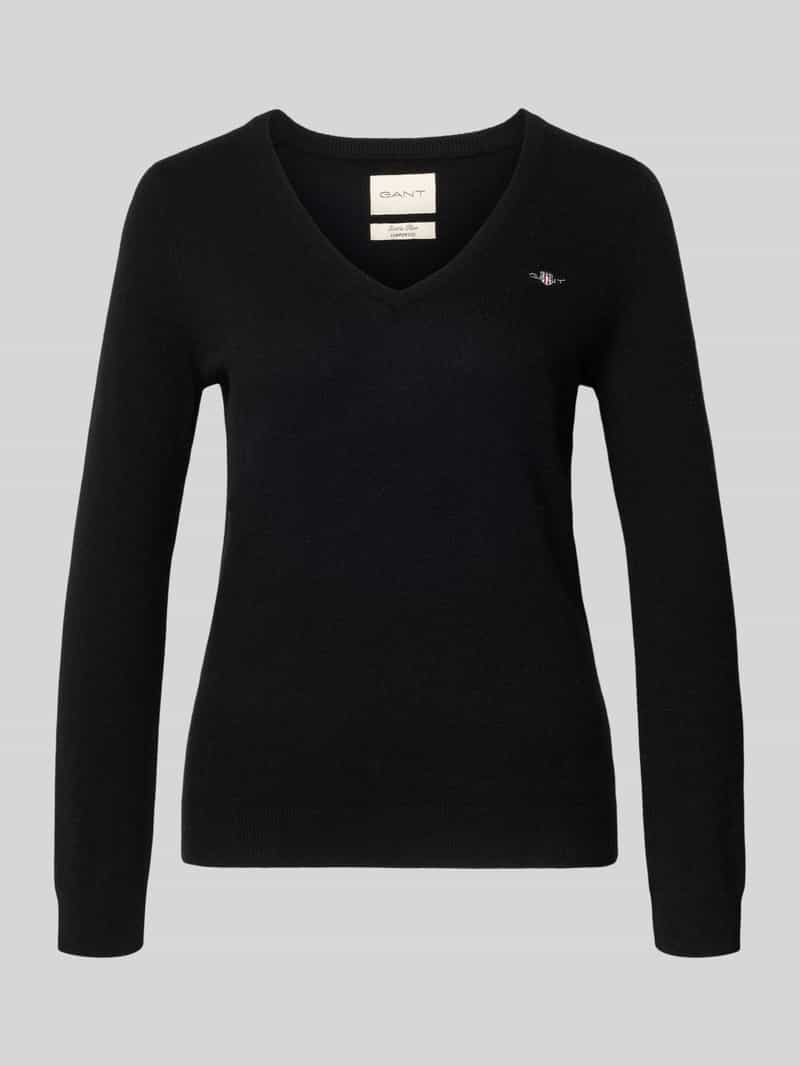 Gant Gebreide pullover van lamswolmix met V-hals