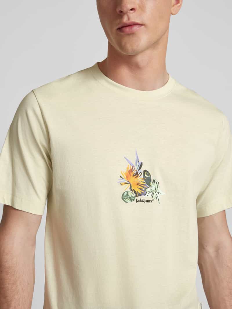 jack & jones T-shirt met geribde ronde hals model 'VARENNA'