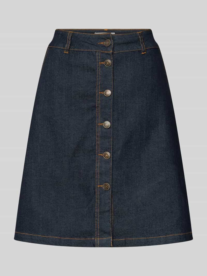 FREE QUENT Knielange jeansrok met doorlopende knoopsluiting model 'Happy'