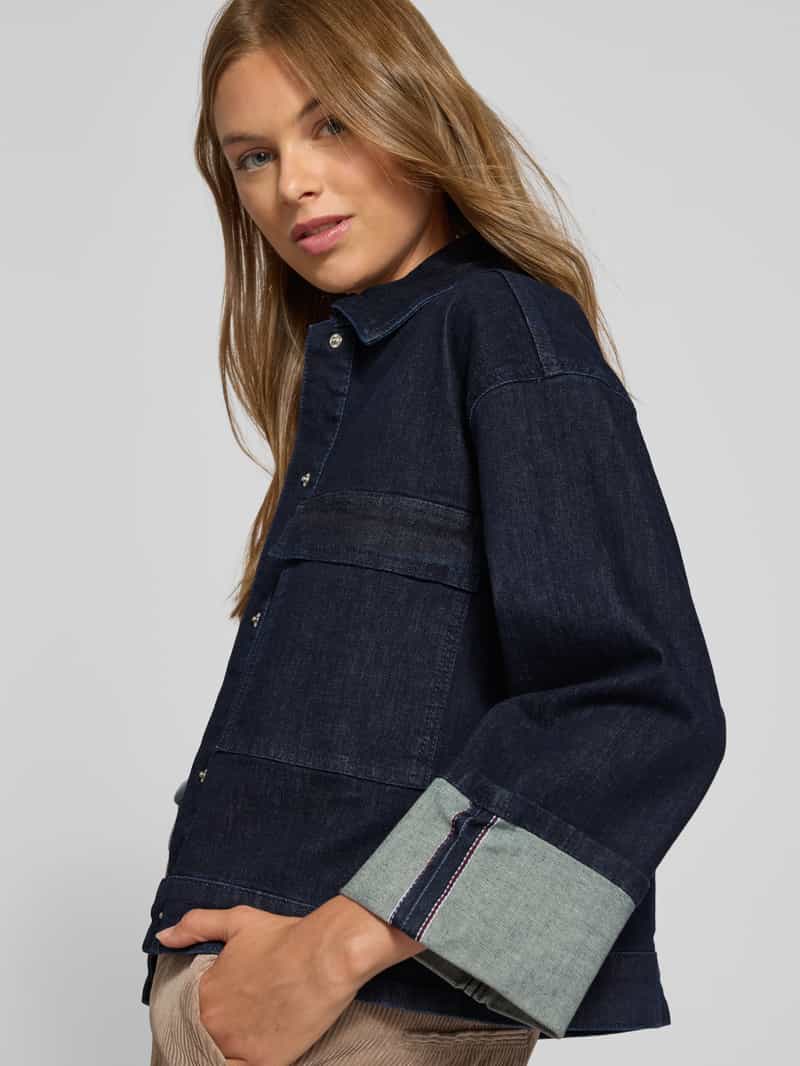 Opus Jeansjack met platte kraag model 'Hollice'