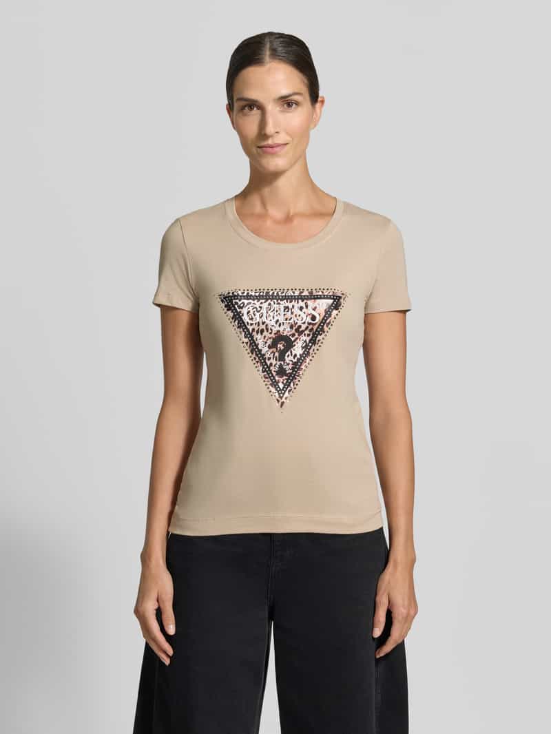 Guess slim fit T-shirt van elastische katoenmix model 'SAVANNA'