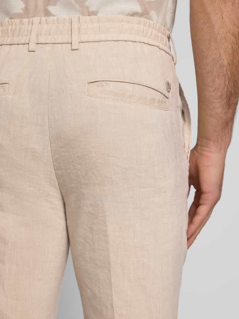 Boss Regular tapered fit linnen broek met tunnelkoord model 'Kane'