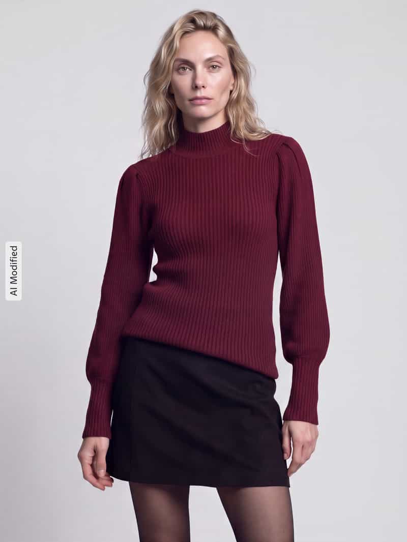 Only Pullover met pofmouwen model 'ONLKATIA' bordeaux, foto 3