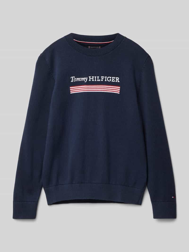 Tommy Hilfiger Teens Regular fit gebreide pullover met ronde hals