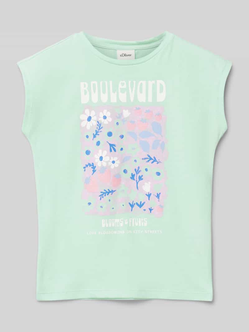s.Oliver RED LABEL Regular fit T-shirt van puur katoen met glitterprint