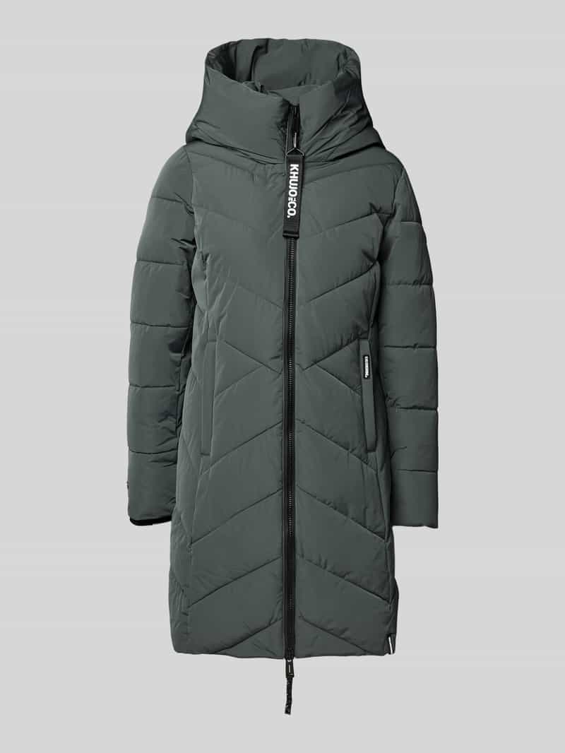 khujo Regular fit gewatteerde lange jas met logoprint model 'Darka'