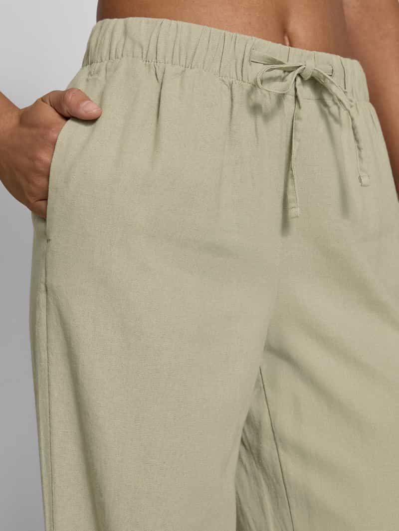 Only Wijde broek van een mix van viscose en linnen model 'CARO'