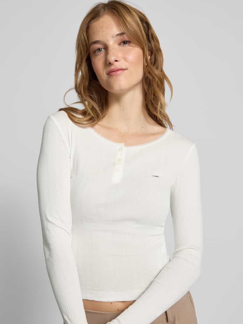 Tommy Jeans Slim fit henley shirt met ribstructuur