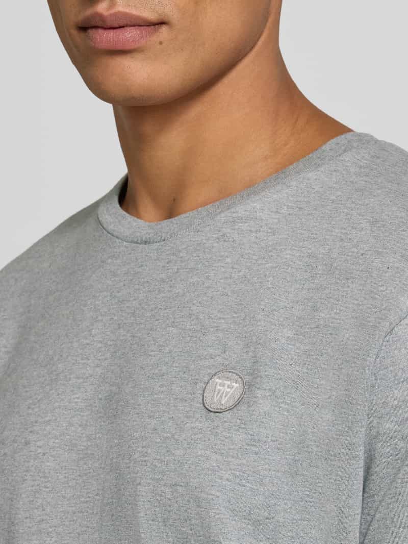 Wood T-shirt met labelstitching en ronde hals