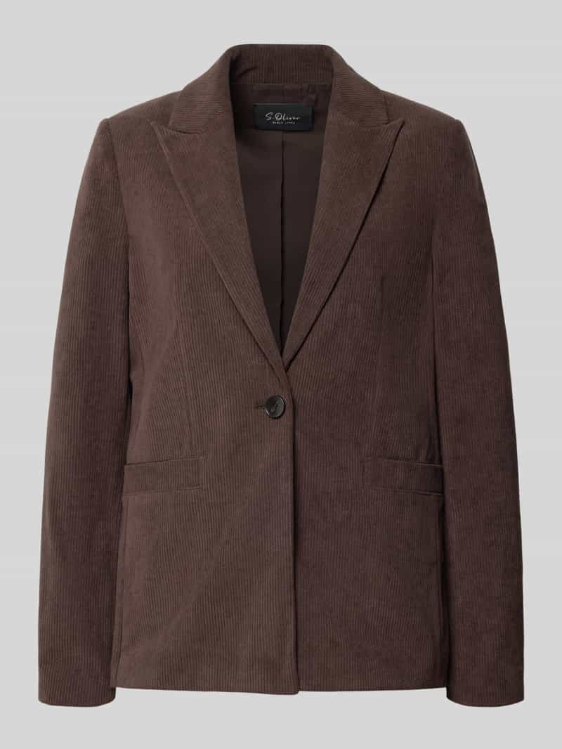 Regular fit lange blazer met corduroystructuur