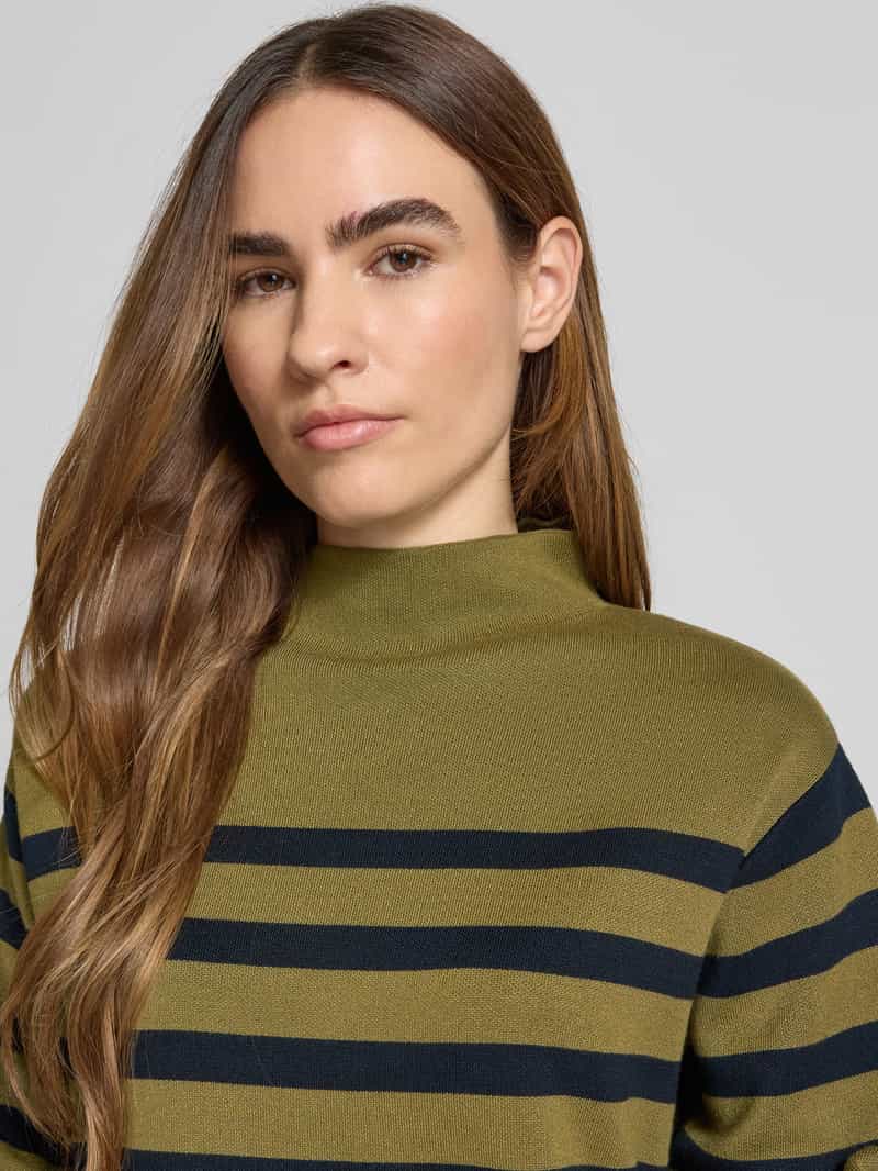 Jake*s Collection Gebreide pullover met geribde opstaande kraag