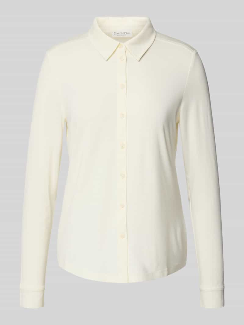 Overhemdblouse van viscosemix met platte kraag
