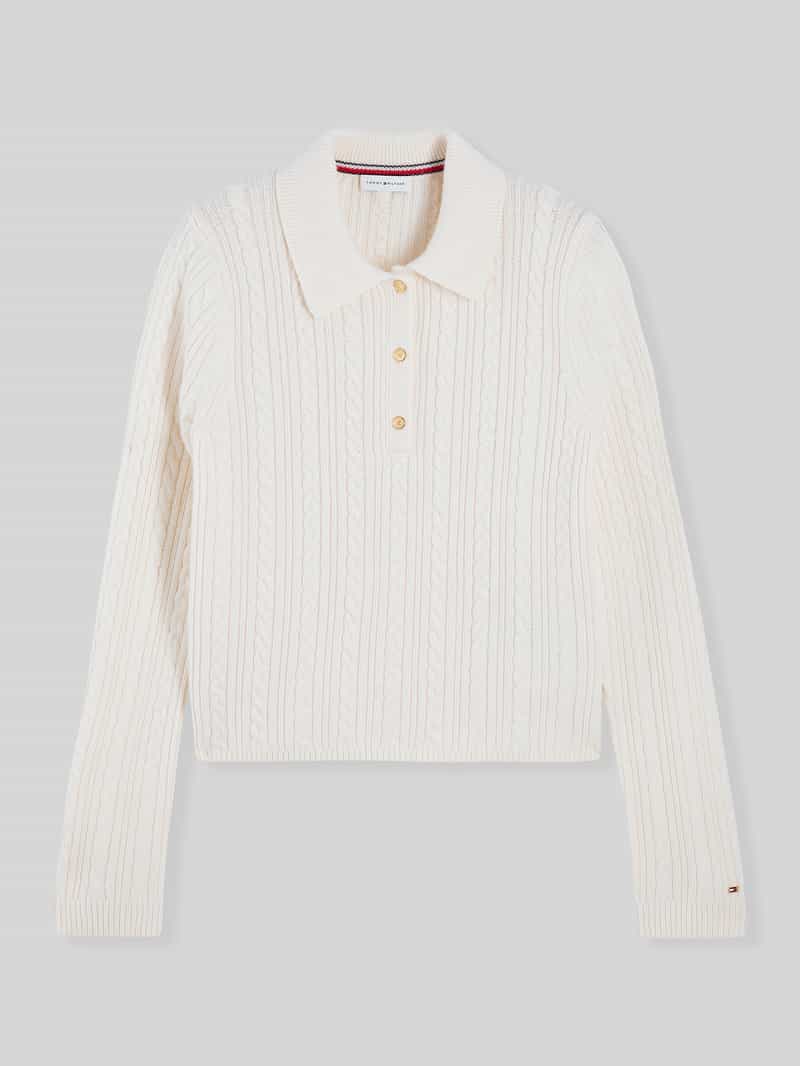 Tommy Hilfiger Poloshirt van wolmix met zijdegehalte