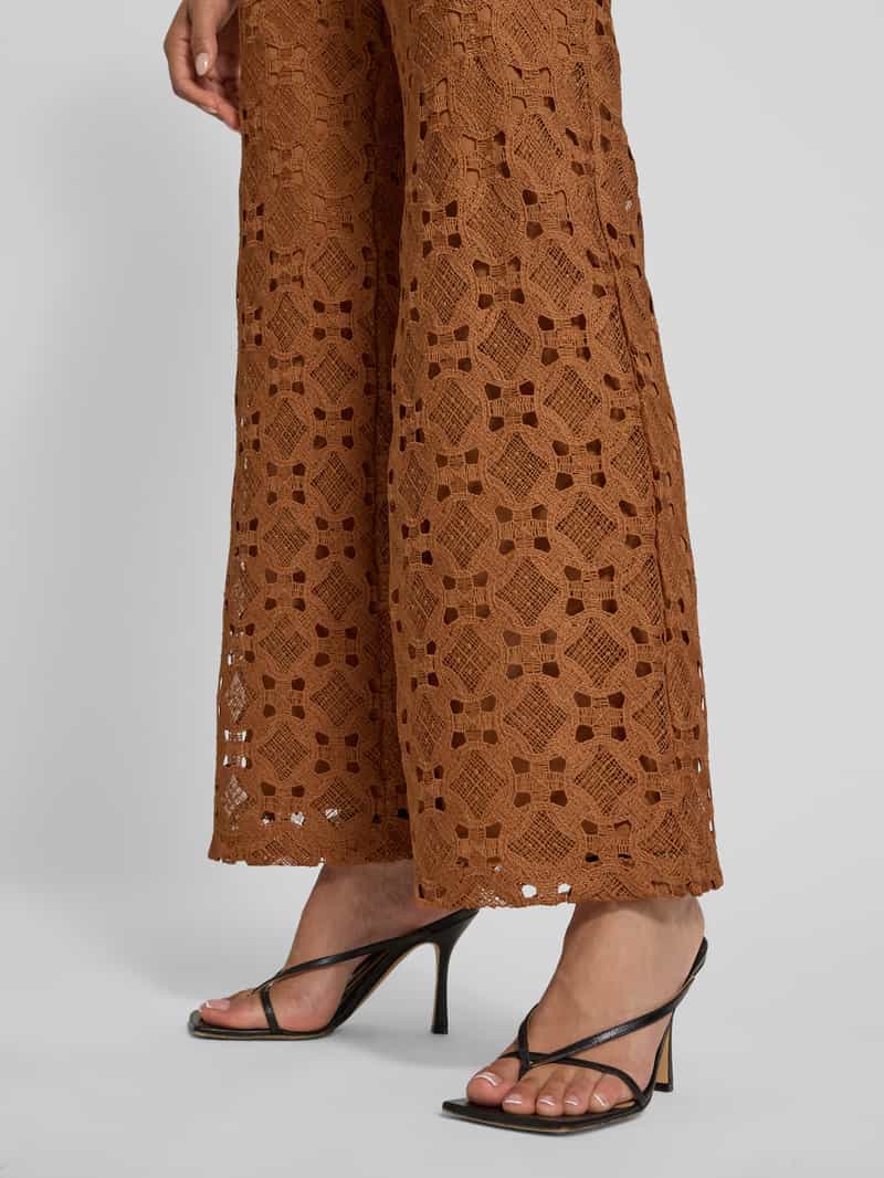 MORE & MORE Broek met broderie anglaise en elastische band