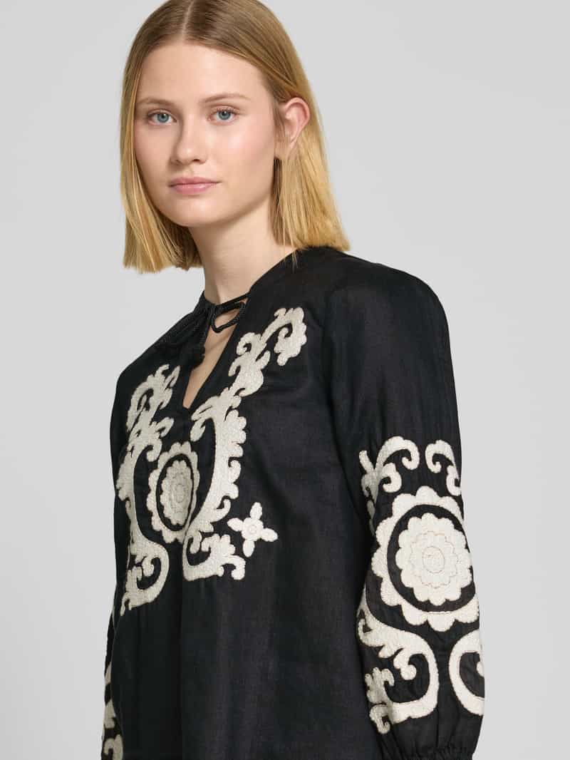 Emily Van den Bergh Blouse van linnen met tuniekkraag