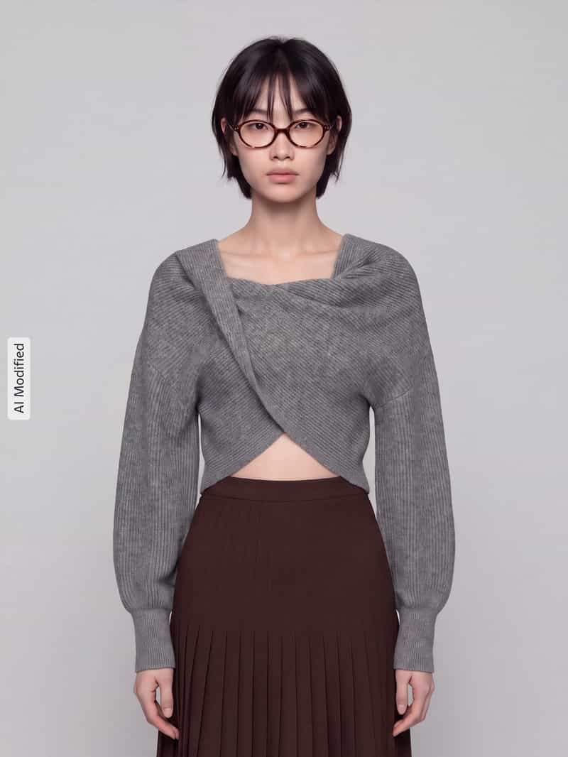 Pieces regular fit trui in wikkel-look model 'AVA'