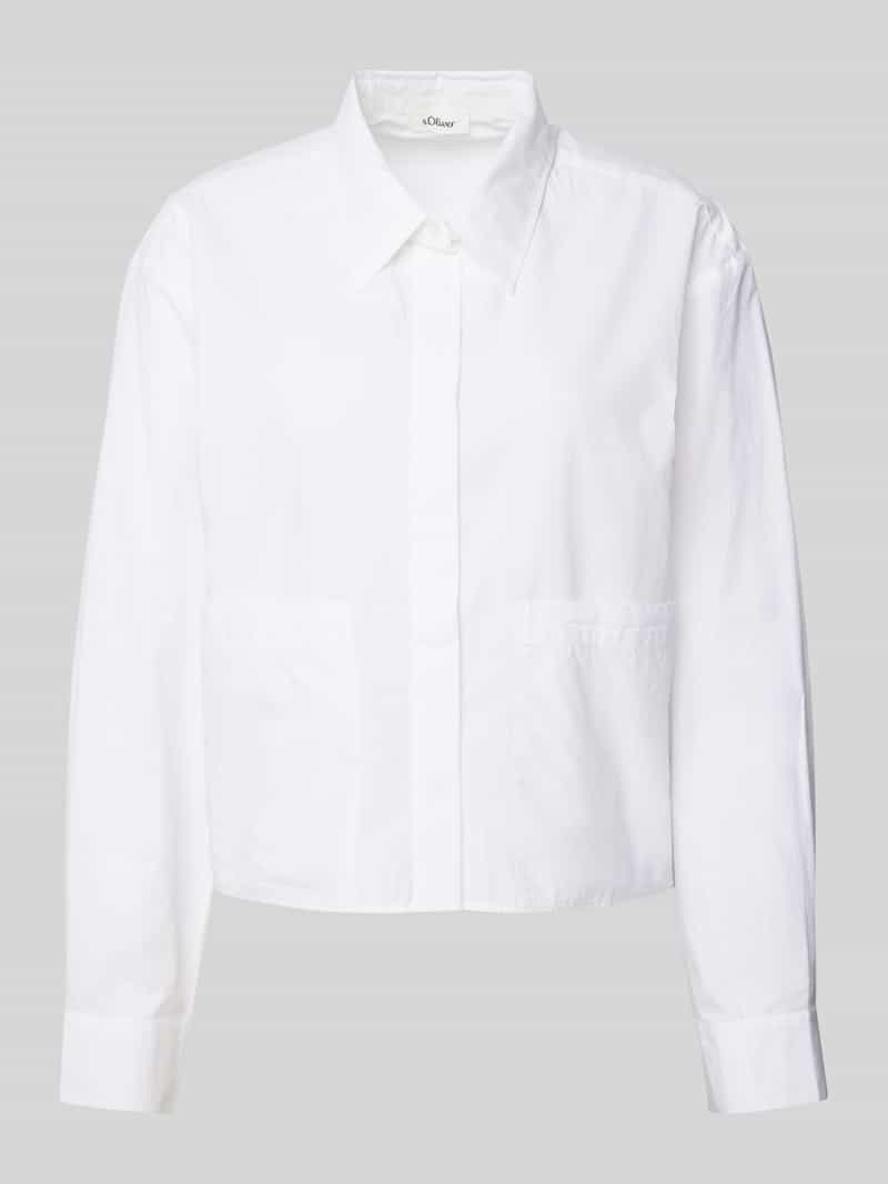 s.Oliver RED LABEL Boxy fit overhemdblouse van zuiver katoen en opgestikte zakken
