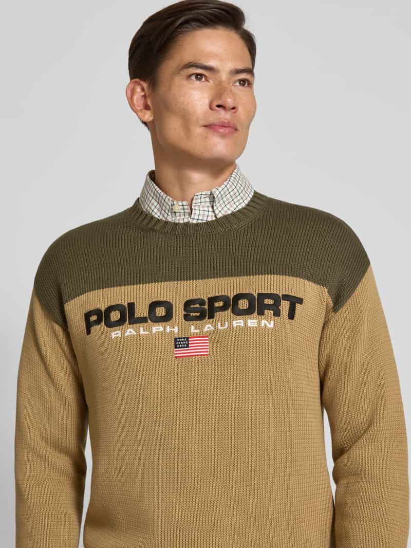 Polo Ralph Lauren Gebreide pullover met labelstitching en ronde hals