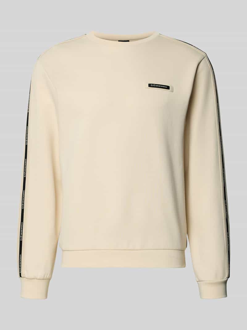 EA7 Emporio Armani sweatshirt met label-details en ronde hals Zand