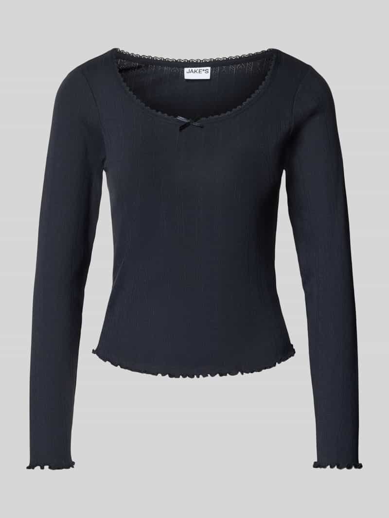 Jake*s Casual Pyjamabovendeel met kant en golvende zoom