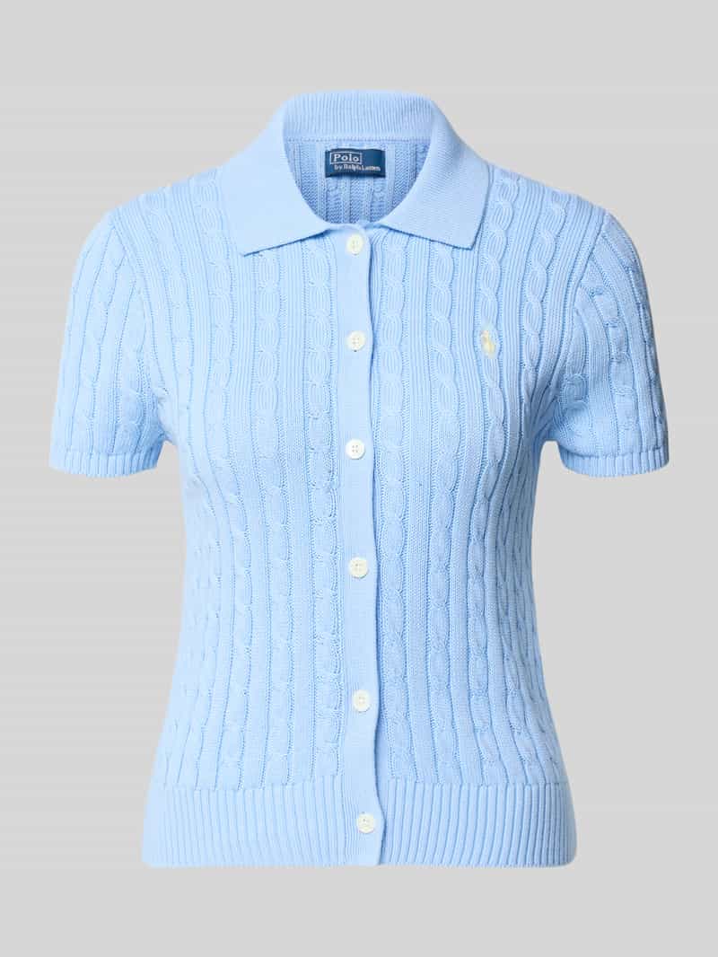 slim fit gebreid vest met polokraag