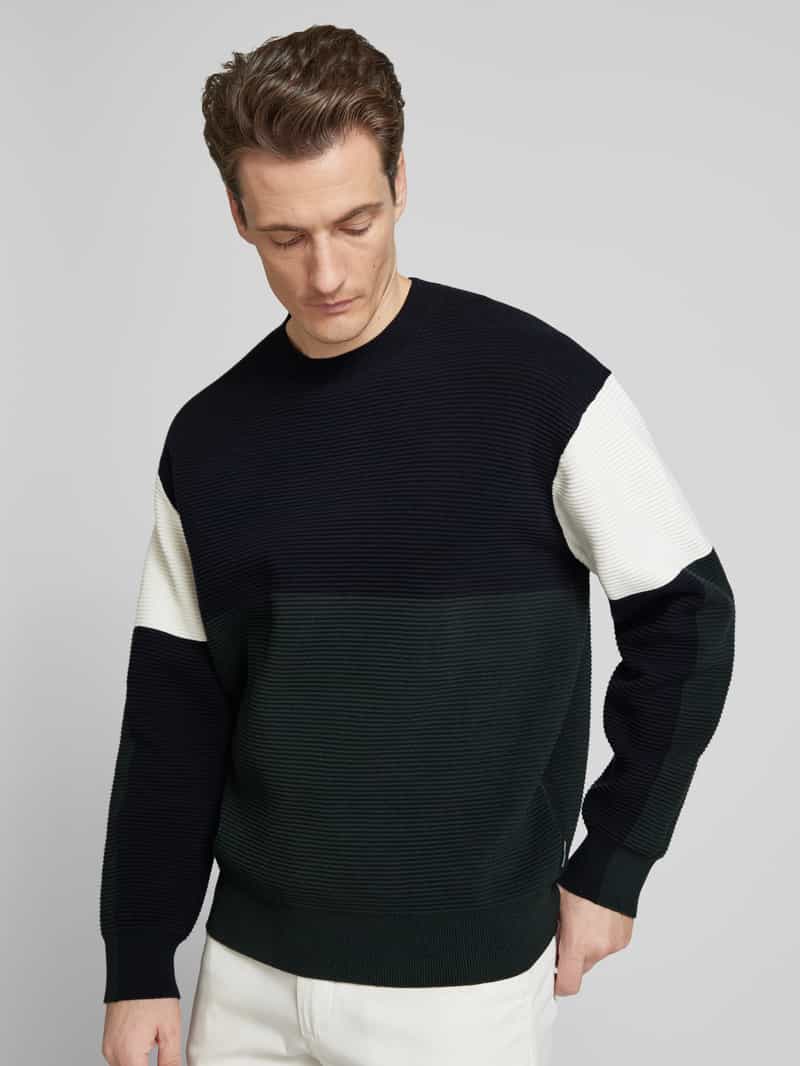 Armani Exchange Oversized gebreide pullover met geribde opstaande kraag