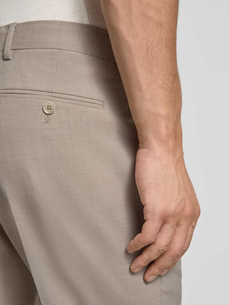 Christian Berg Men Pantalon van wolmix met persplooien en achterzakken