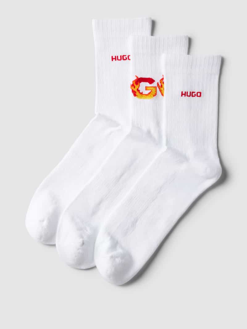 HUGO Sokken met motiefstitching in een set van 3 paar model 'Flames'
