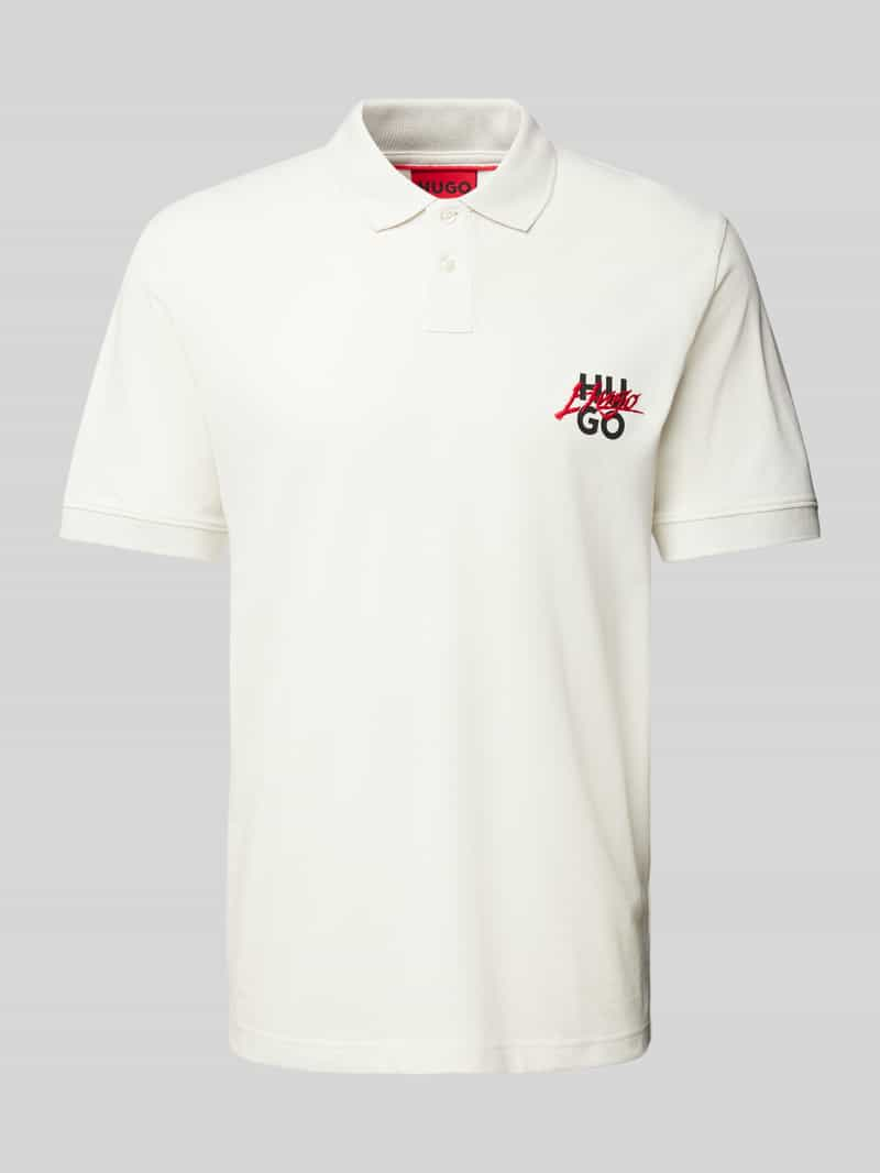 HUGO Regular fit poloshirt met labelprint en -stitching