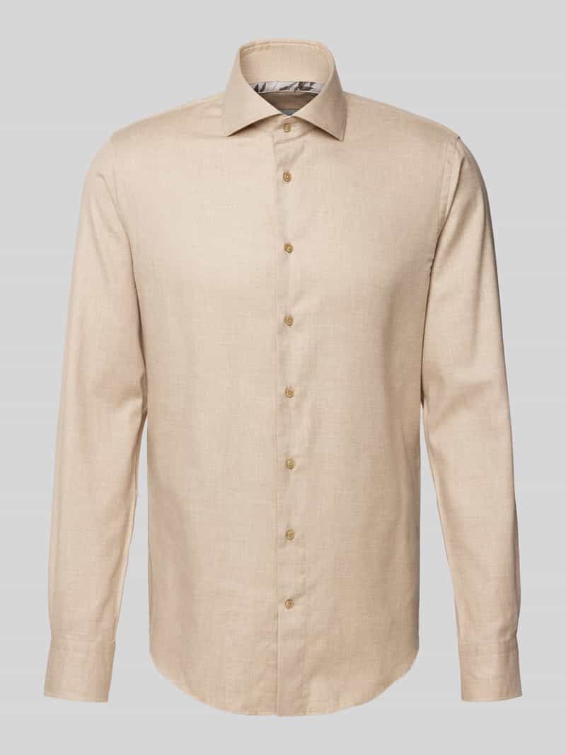 Profuomo Slim fit zakelijk overhemd met kentkraag model 'Cutaway'
