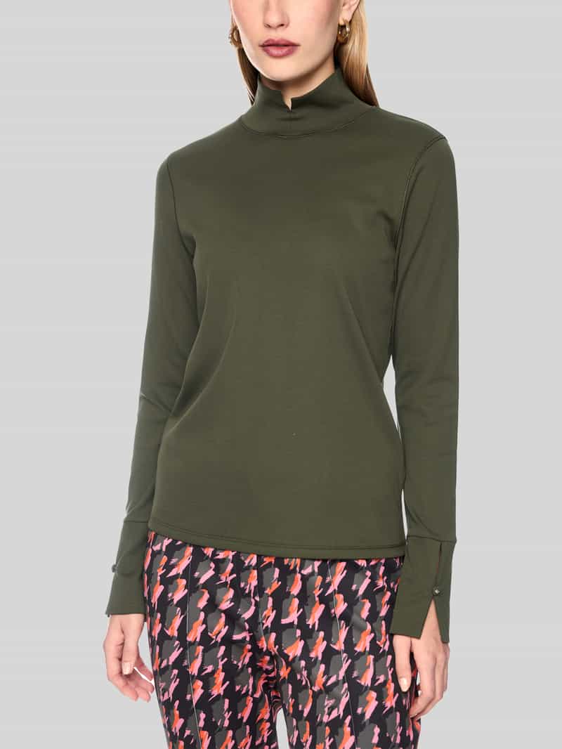 Marc Cain Shirt met lange mouwen met opstaande kraag en sierknopen