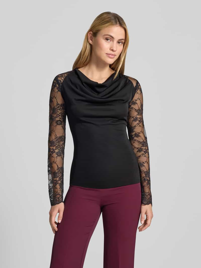 RINASCIMENTO Slim fit shirt met lange mouwen met kant