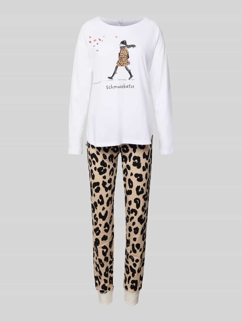 LOUIS & LOUISA Pyjama met motiefprint model 'Schmusekatze'