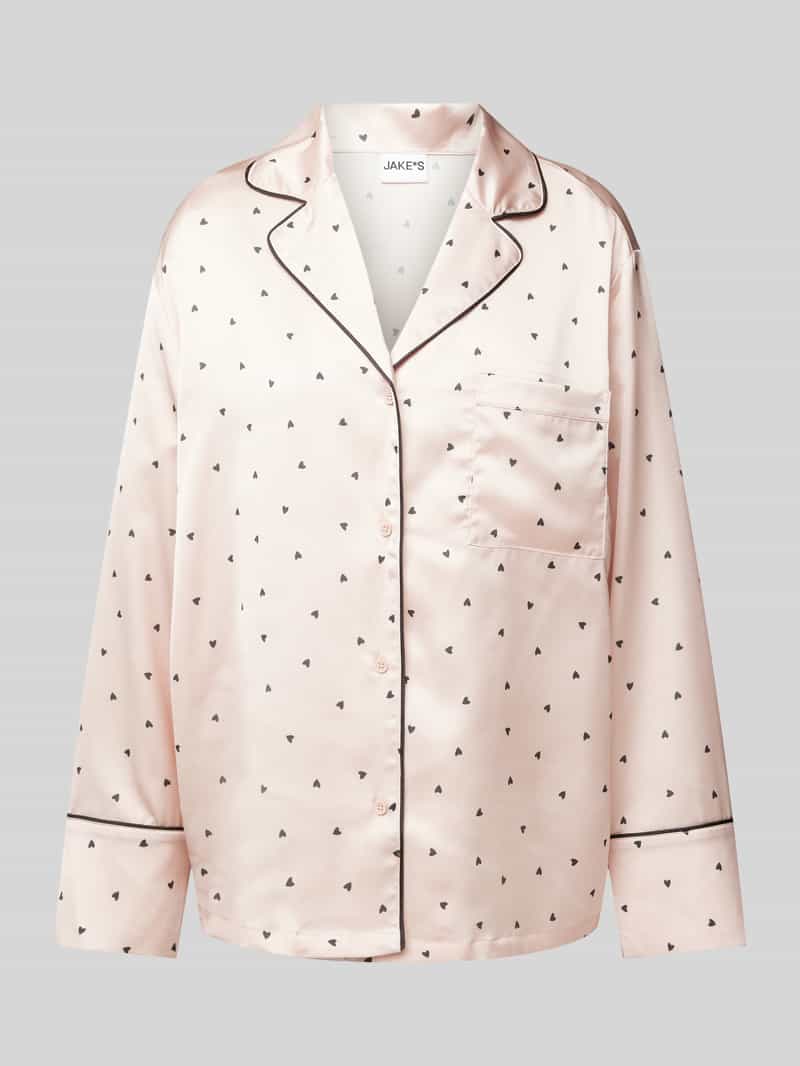 Jake*s Casual Pyjamabovendeel met knoopsluiting