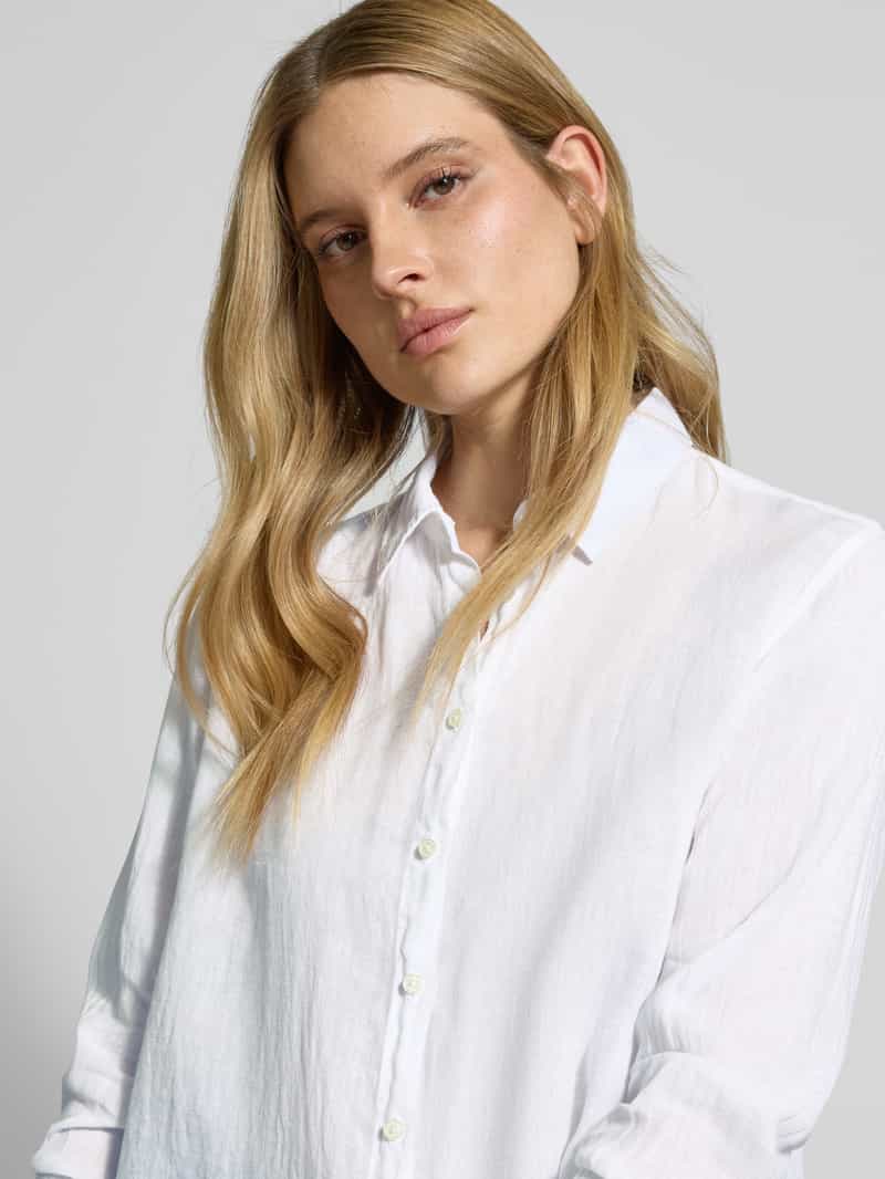 0039 italy Regular fit overhemdblouse van linnen met doorknoopsluiting