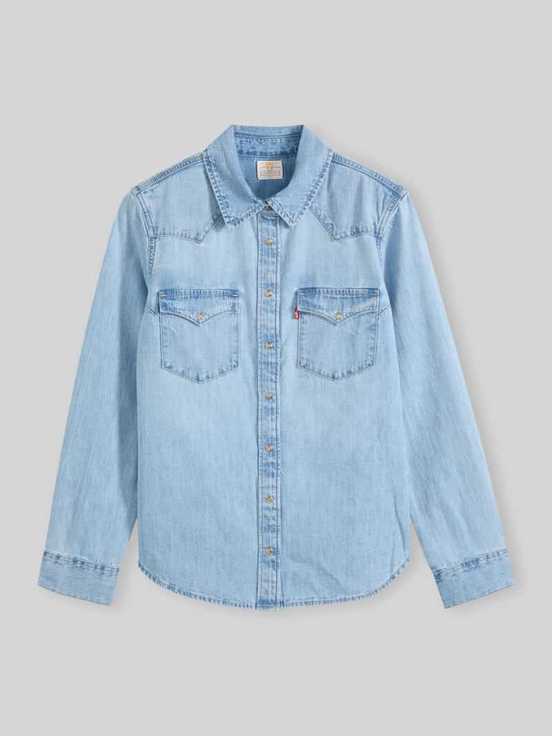 relaxed fit jeansblouse van katoenmix