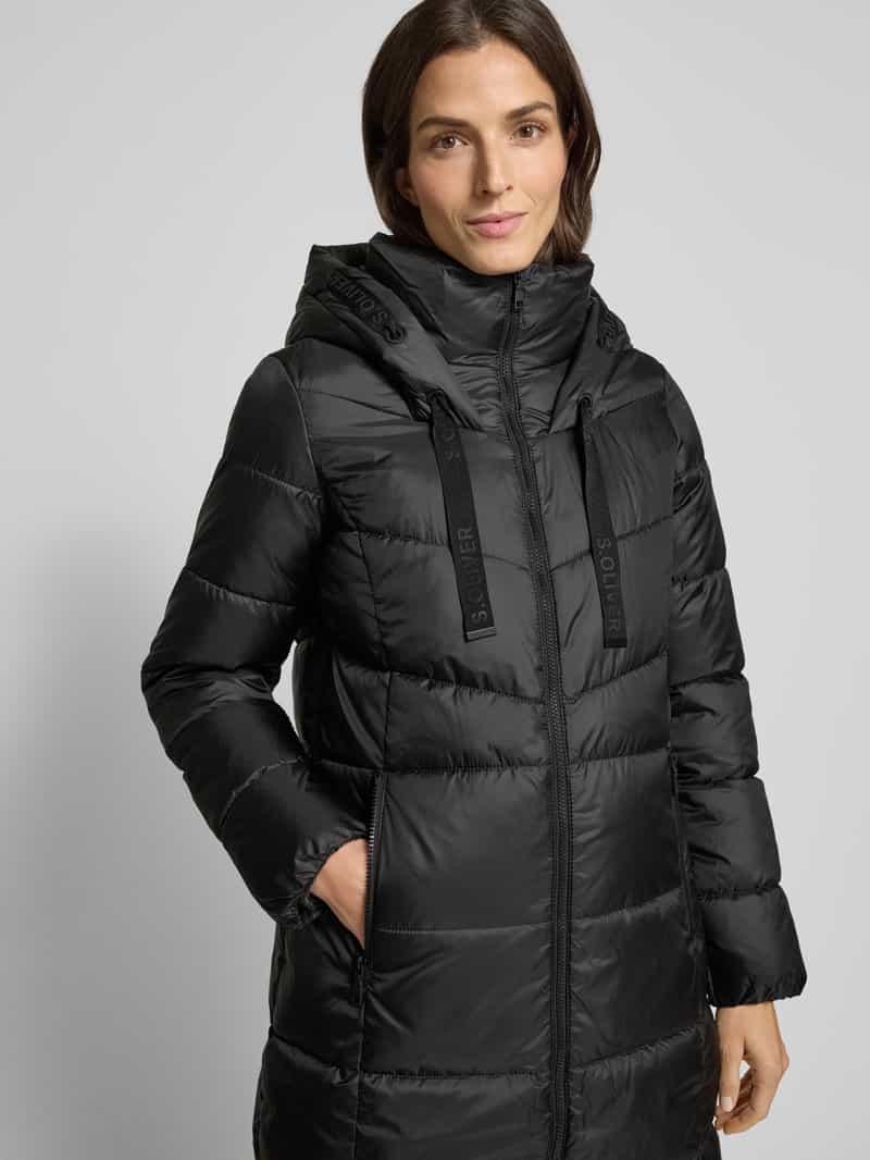 s.Oliver RED LABEL Regular fit gewatteerde lange jas met capuchon
