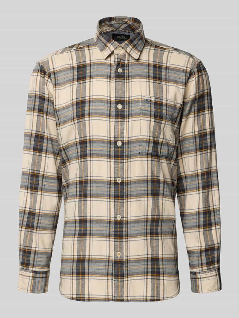 camel active Regular fit vrijetijdsoverhemd van flanel met labelstitching